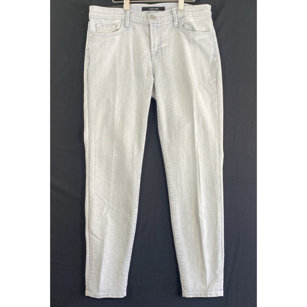 J Brand Cass Mid Rise Back Zip Capri Jeans Blue & White Enginer Stripe Women 29